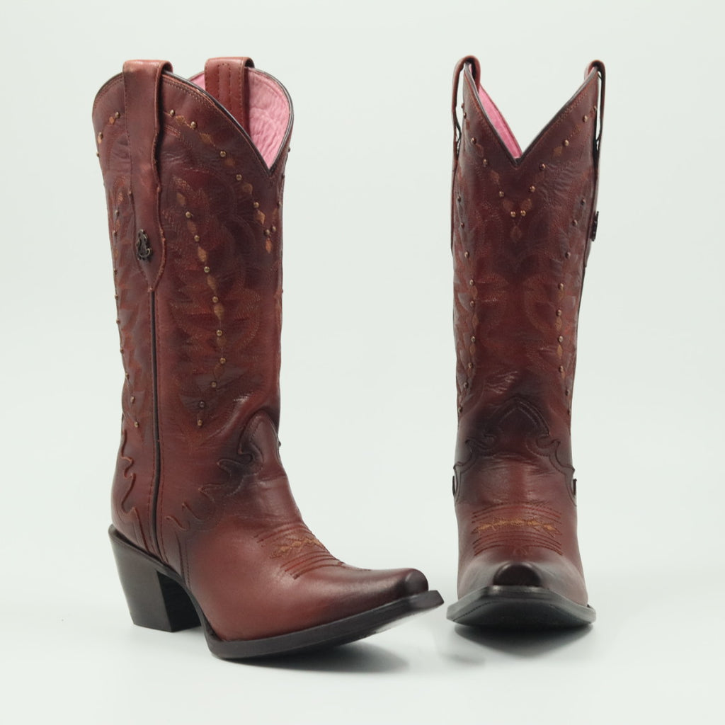 BOTA VAQUERA PARA DAMA DE PIEL MODELO BARBIE CHOCO