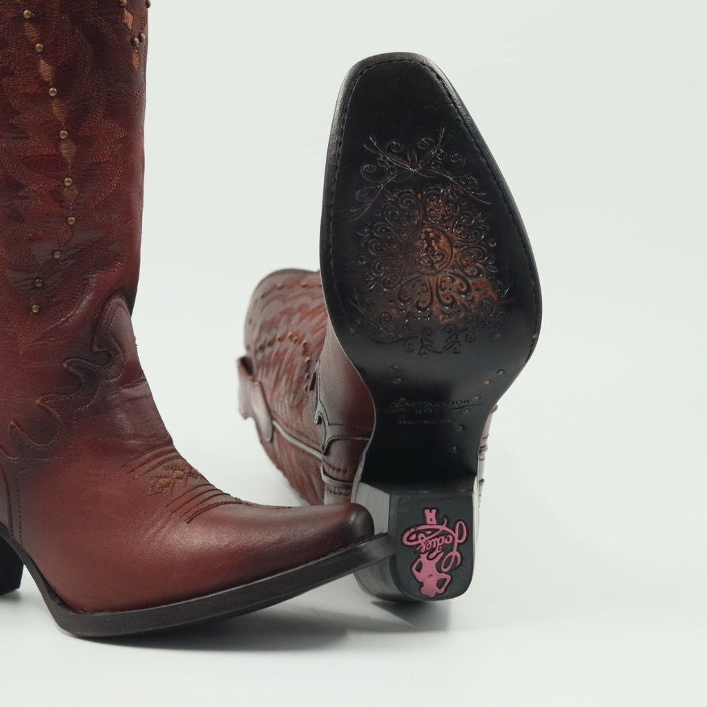 BOTA VAQUERA PARA DAMA DE PIEL MODELO BARBIE CHOCO