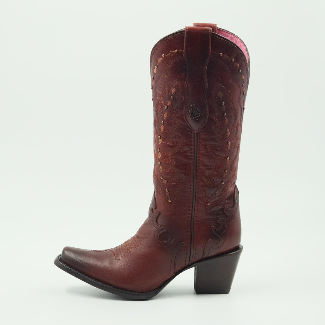 BOTA VAQUERA PARA DAMA DE PIEL MODELO BARBIE CHOCO