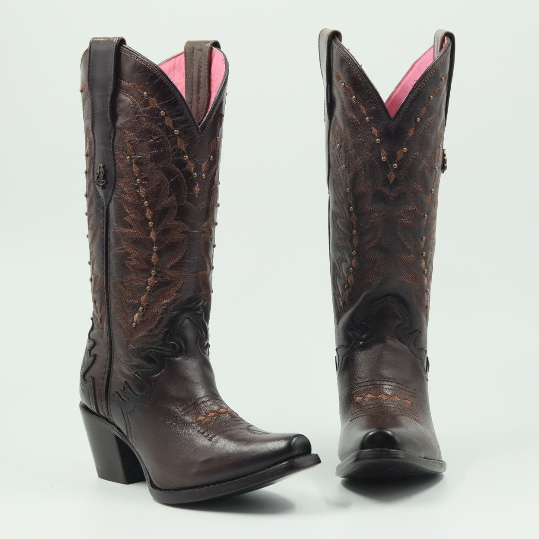 BOTA VAQUERA PARA DAMA DE PIEL MODELO BARBIE SHEDRON