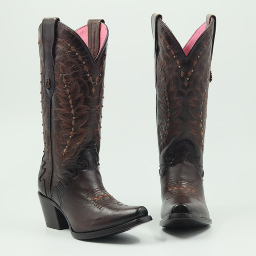 BOTA VAQUERA PARA DAMA DE PIEL MODELO BARBIE SHEDRON