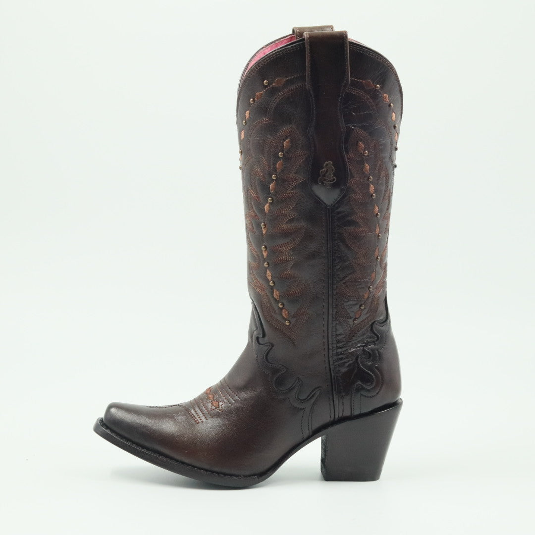 BOTA VAQUERA PARA DAMA DE PIEL MODELO BARBIE SHEDRON