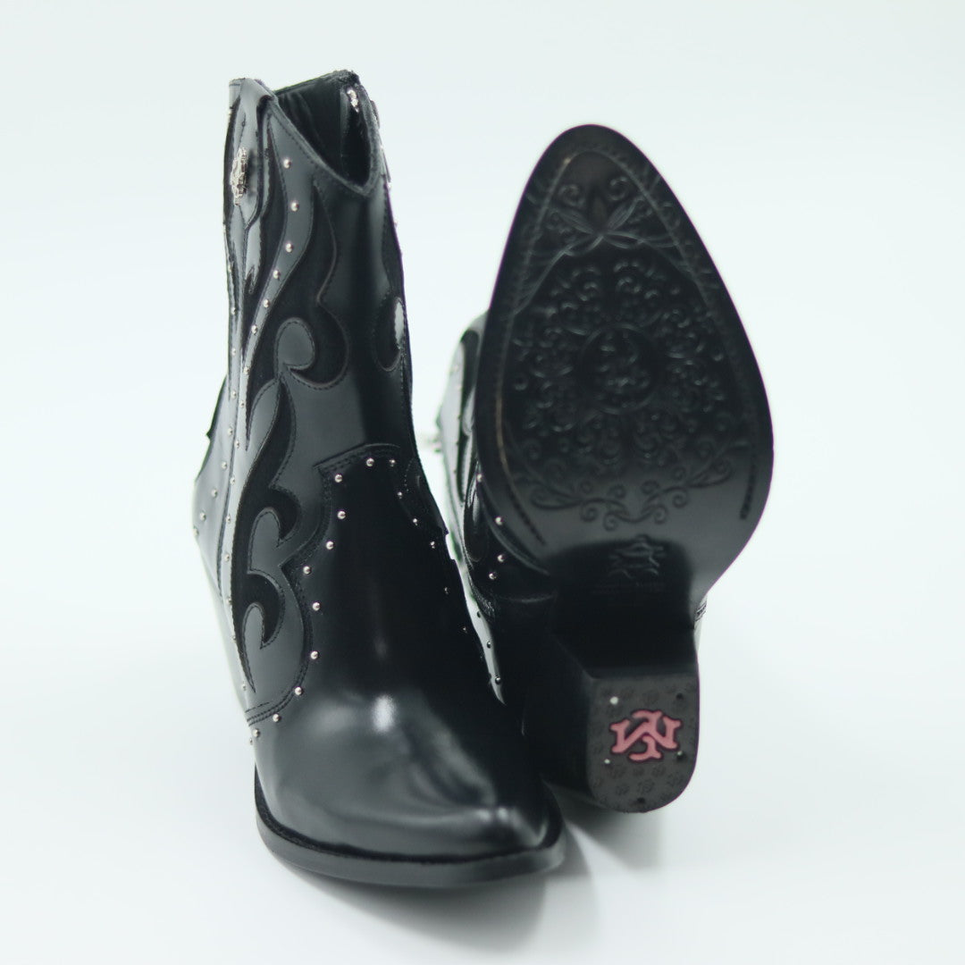 BOTIN VAQUERO PARA DAMA DE PIEL MODELO YUKON NEGRO