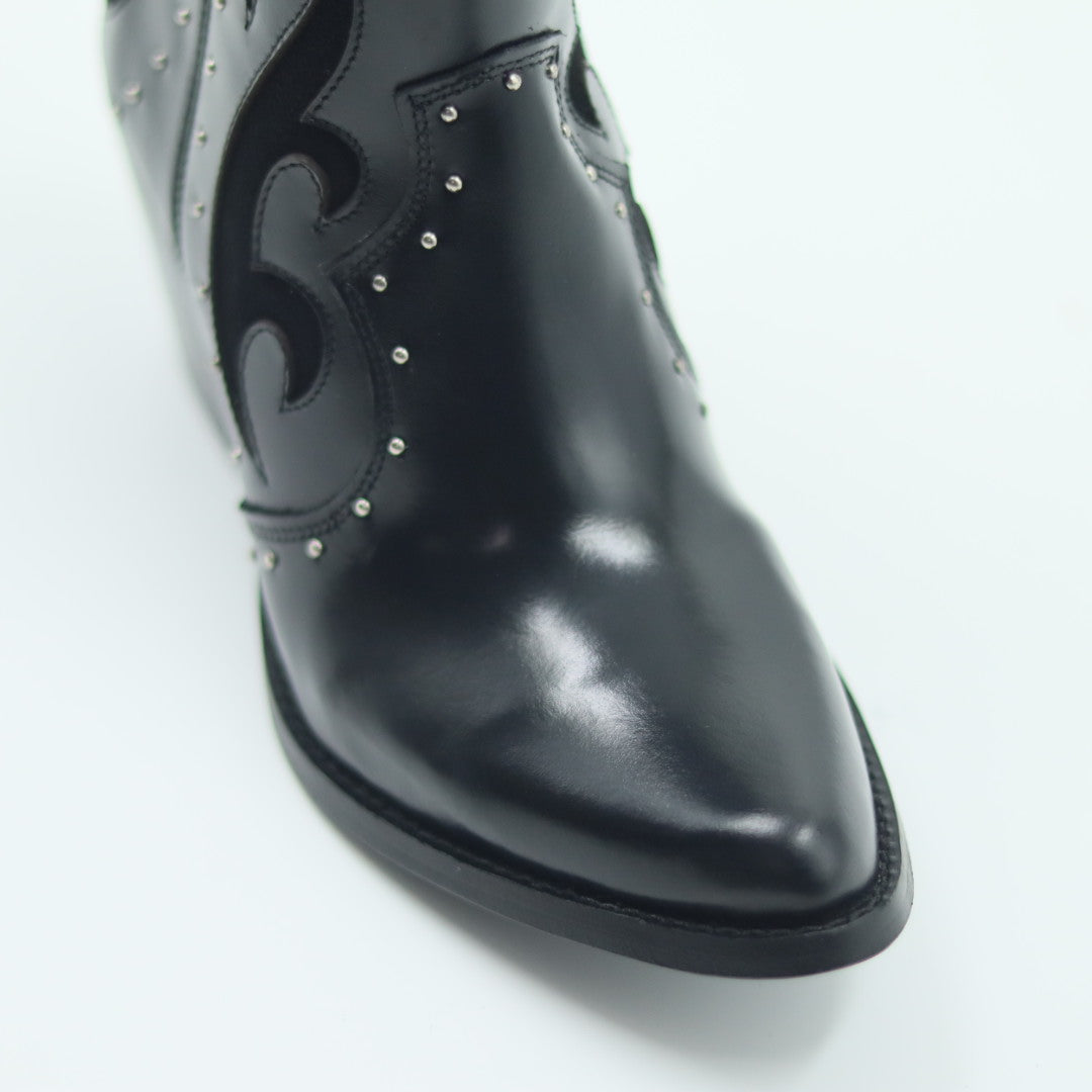BOTIN VAQUERO PARA DAMA DE PIEL MODELO YUKON NEGRO