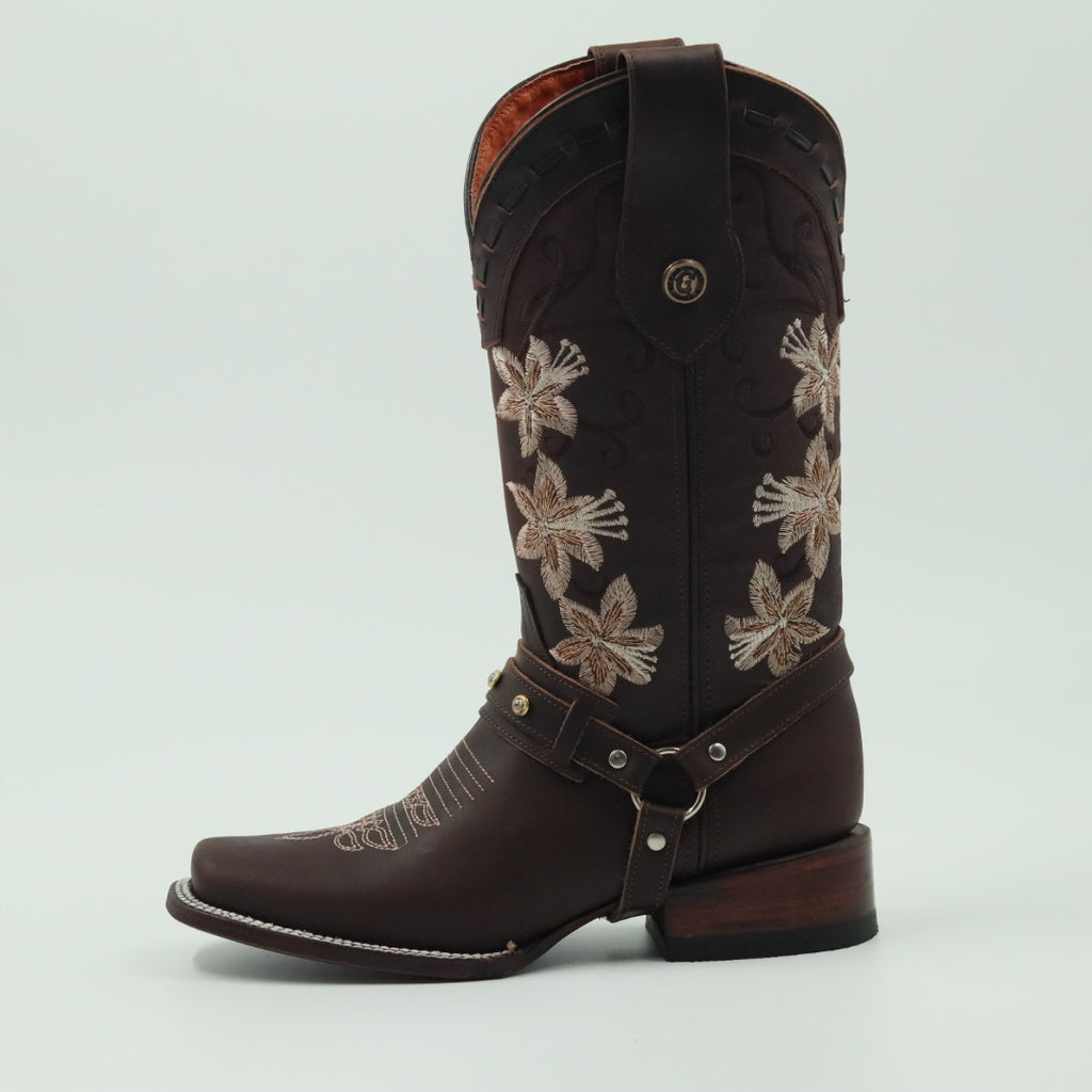 BOTA VAQUERA PARA DAMA DE PIEL MODELO COPETE