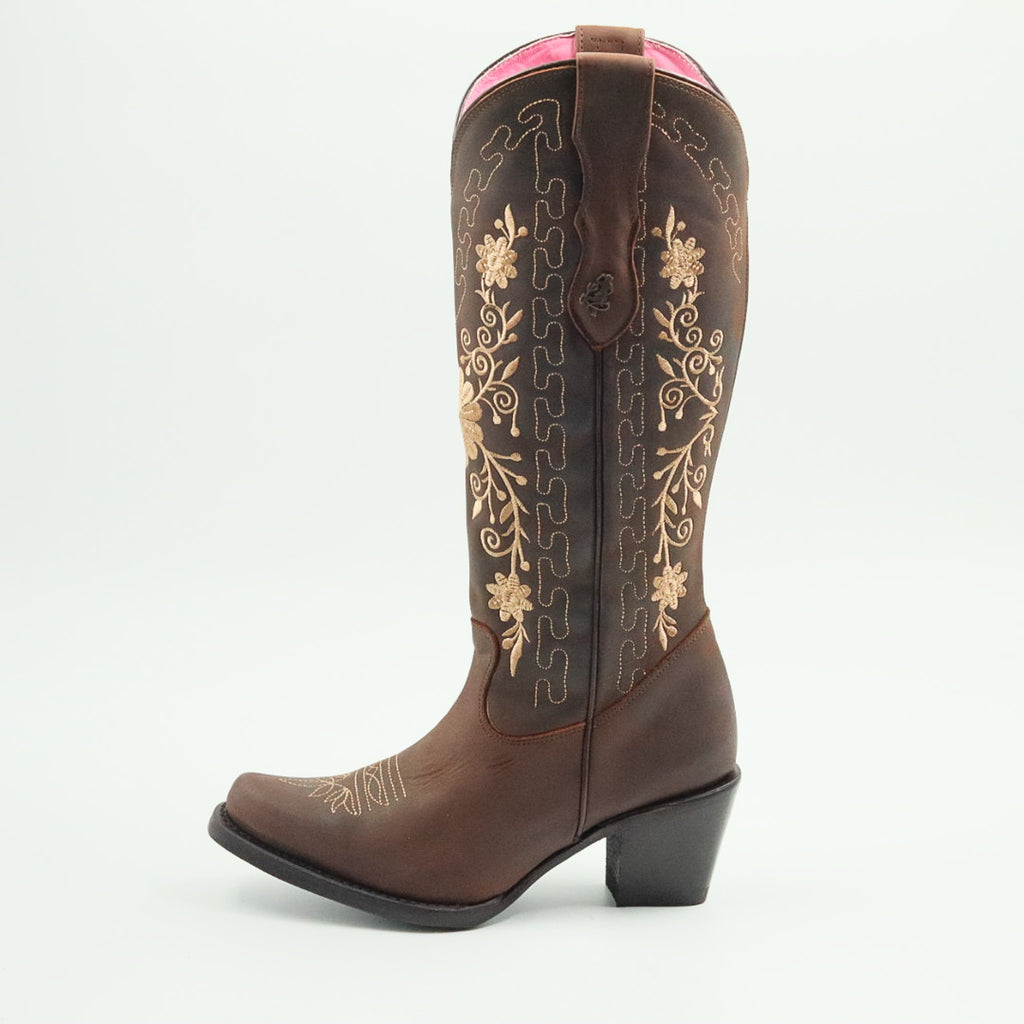 BOTA VAQUERA PARA DAMA DE PIEL MODELO GERBERA