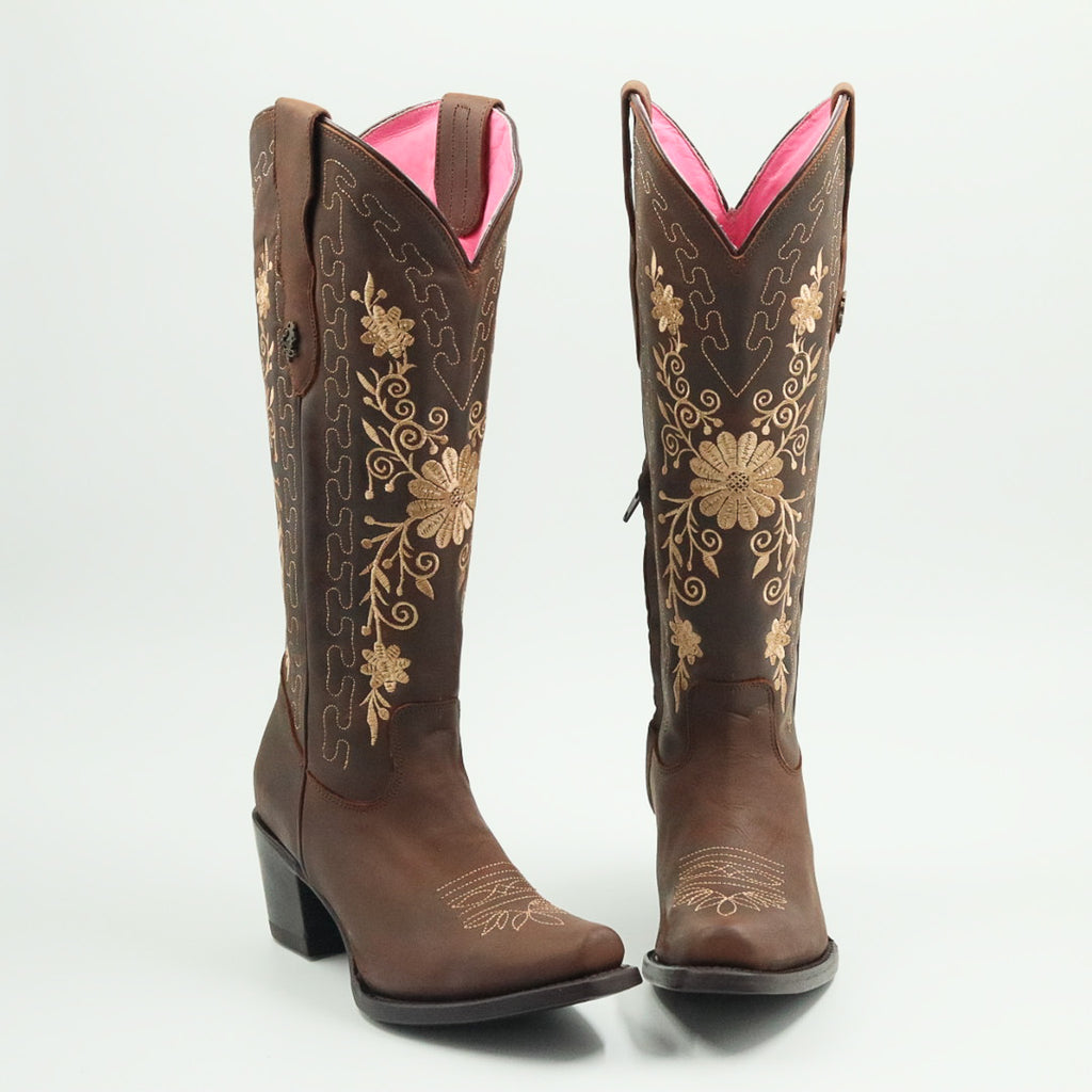 BOTA VAQUERA PARA DAMA DE PIEL MODELO GERBERA