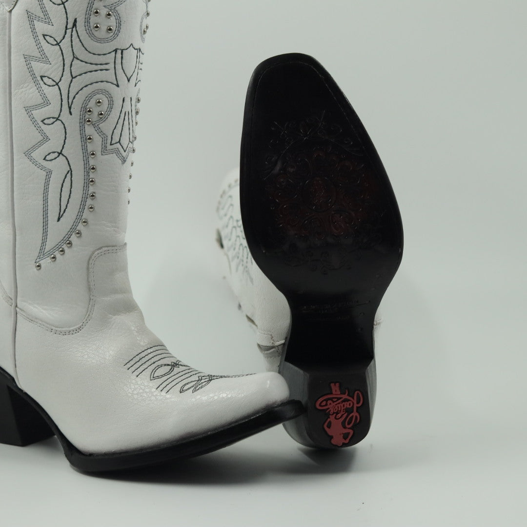 BOTA VAQUERA PARA DAMA DE PIEL MODELO LIBERTY BLANCO