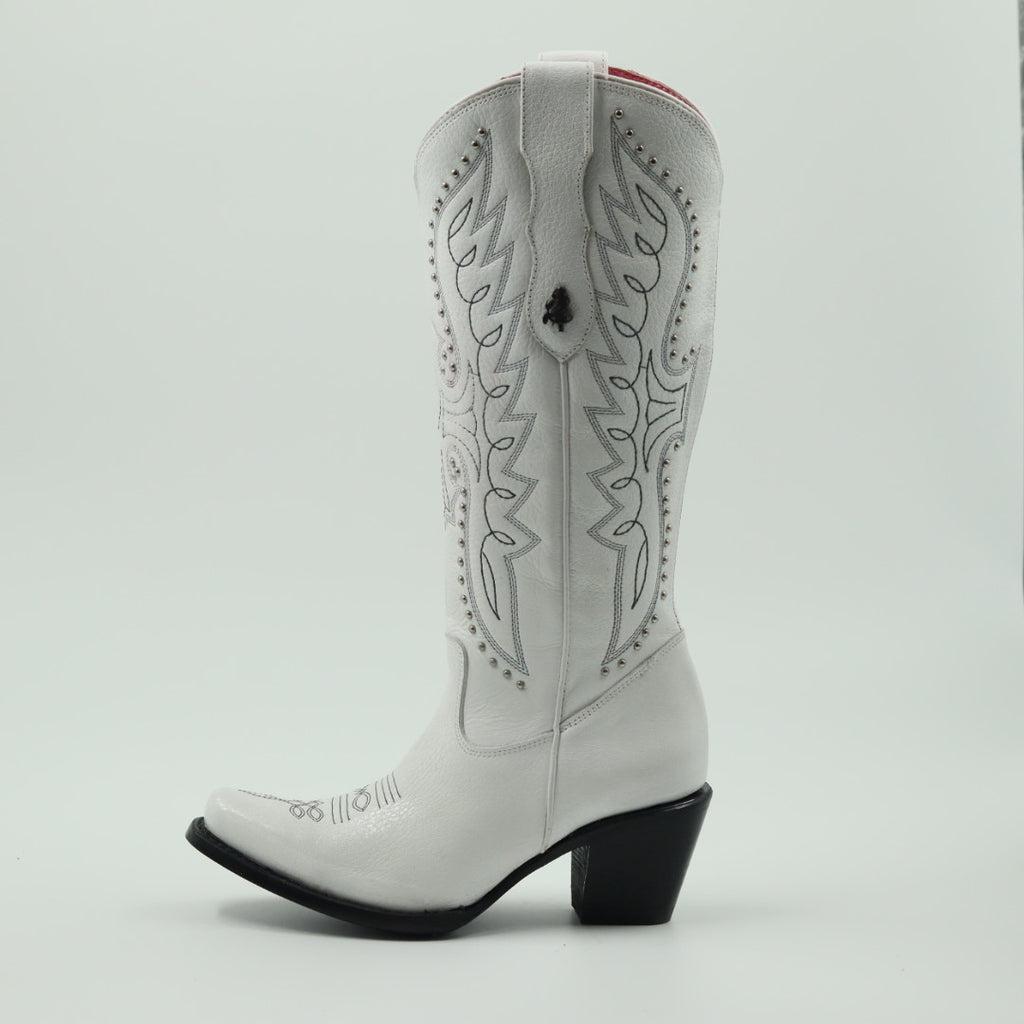 BOTA VAQUERA PARA DAMA DE PIEL MODELO LIBERTY BLANCO
