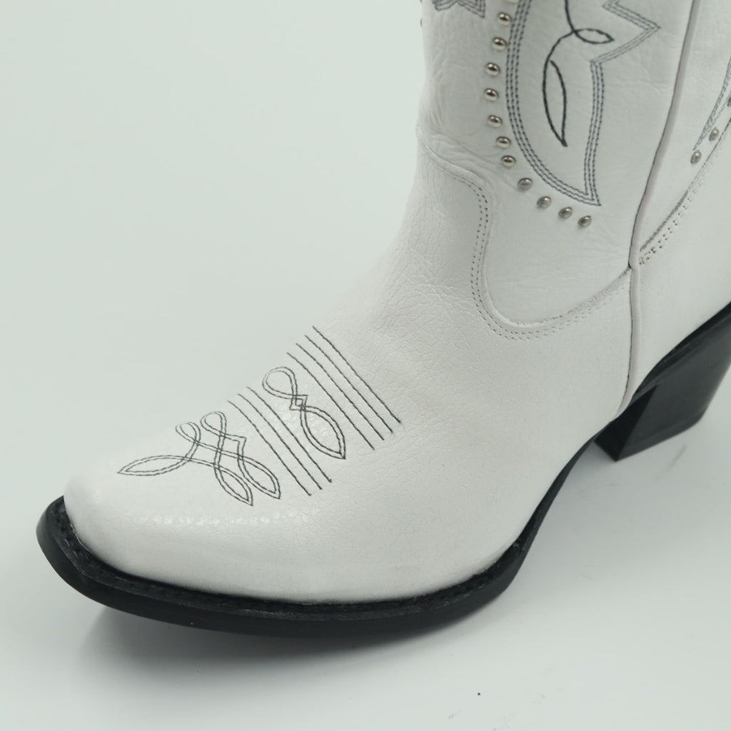 BOTA VAQUERA PARA DAMA DE PIEL MODELO LIBERTY BLANCO