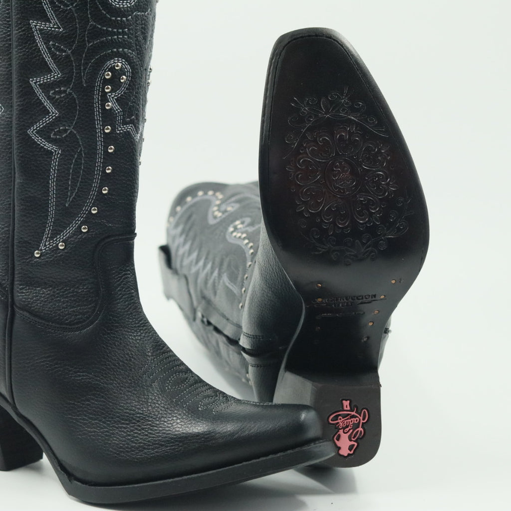BOTA VAQUERA PARA DAMA DE PIEL MODELO LIBERTY NEGRO