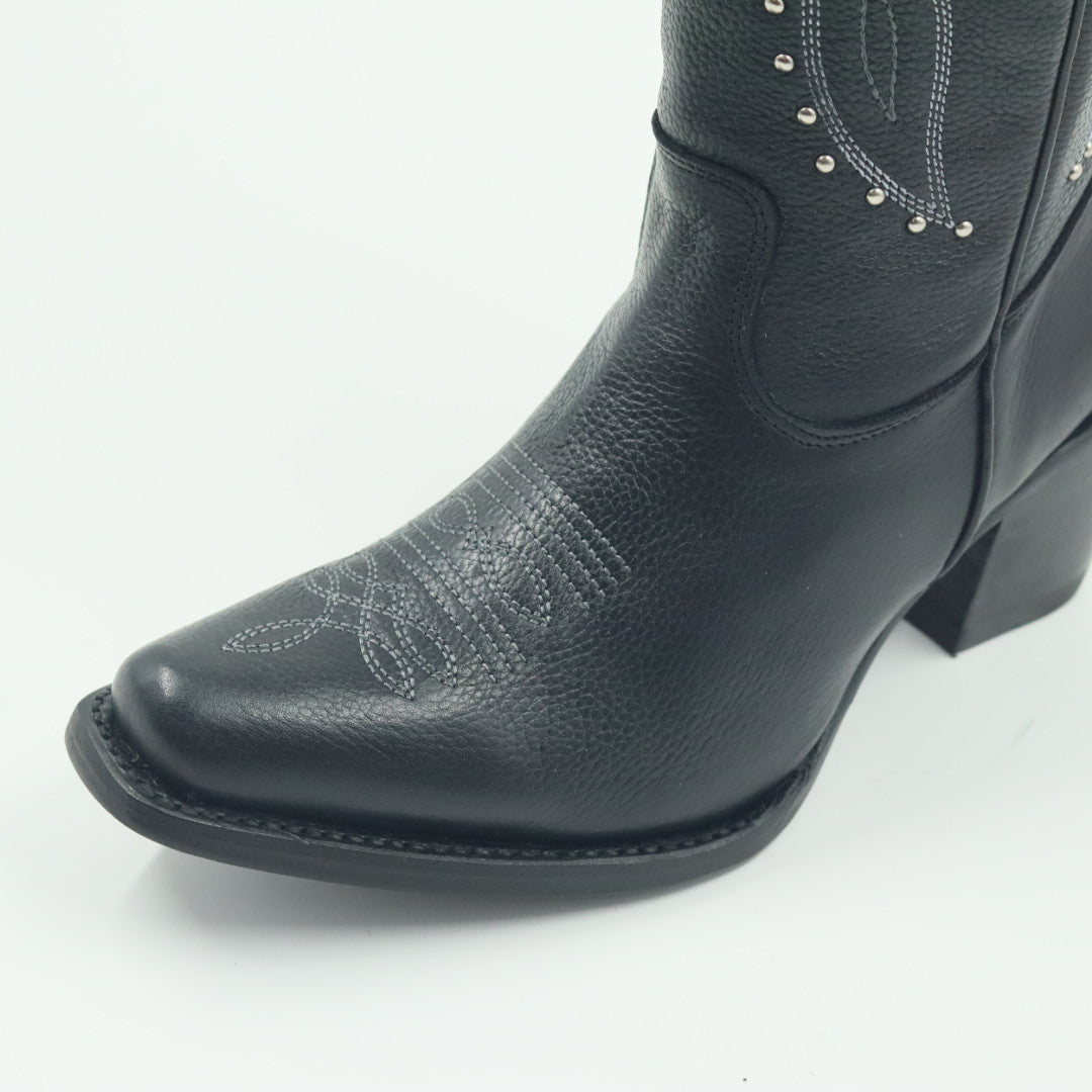 BOTA VAQUERA PARA DAMA DE PIEL MODELO LIBERTY NEGRO