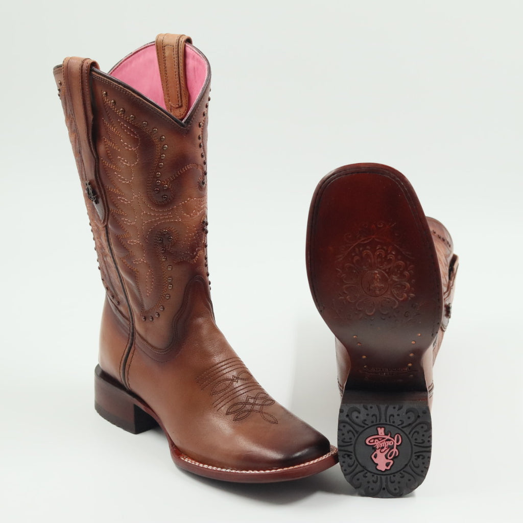 BOTA VAQUERA PARA DAMA DE PIEL MODELO LIBERTY VAQUERA TABACO
