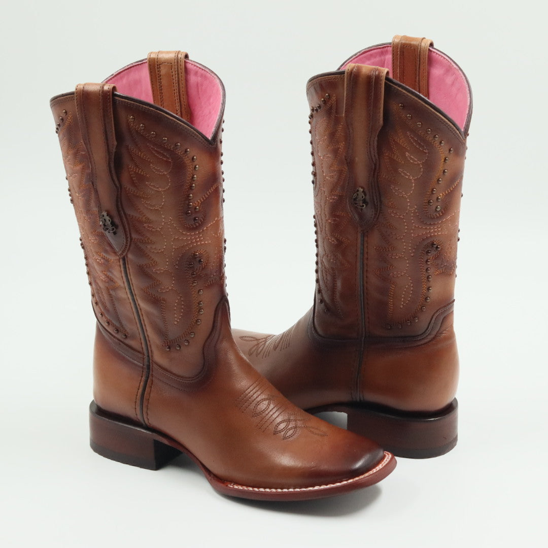 BOTA VAQUERA PARA DAMA DE PIEL MODELO LIBERTY VAQUERA TABACO