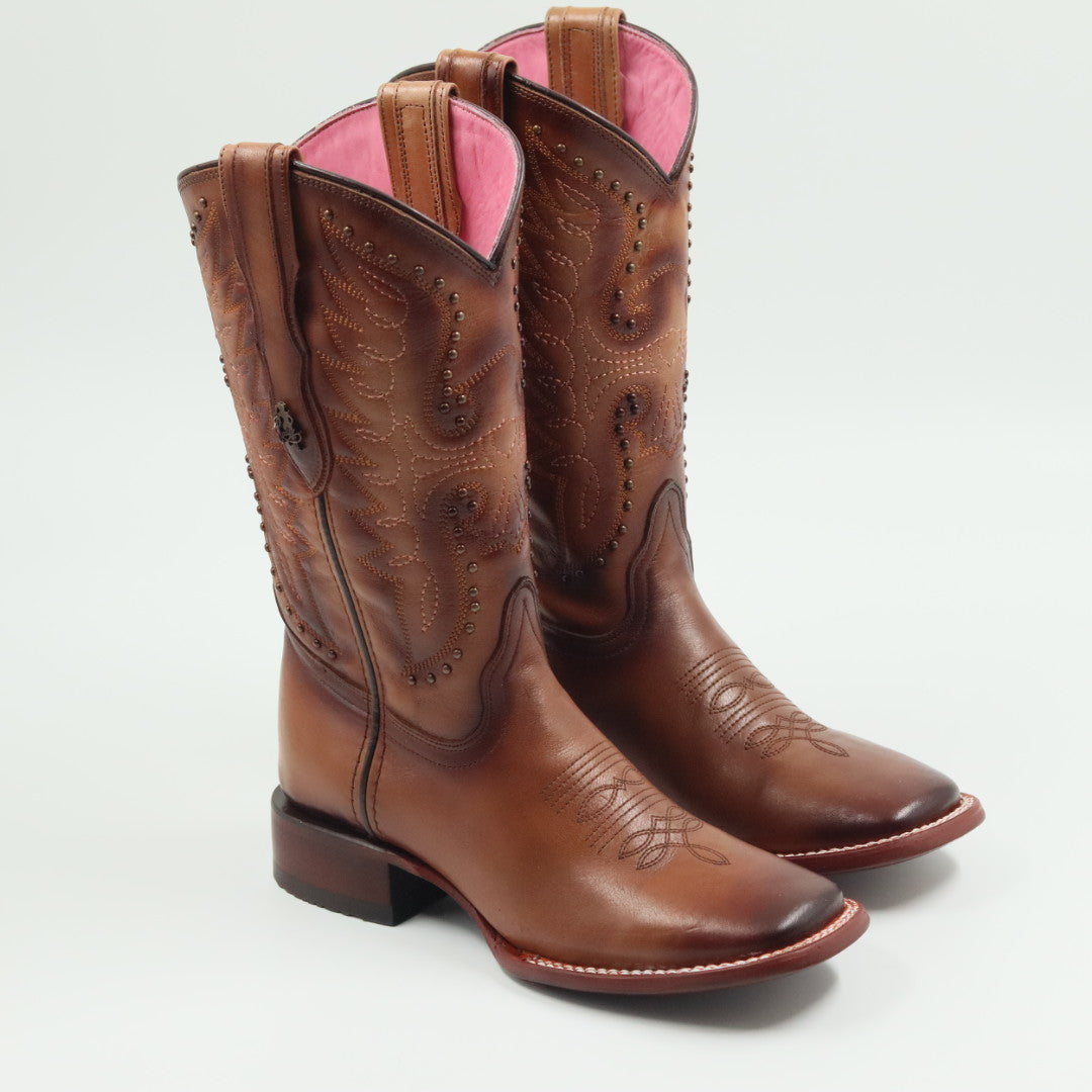 BOTA VAQUERA PARA DAMA DE PIEL MODELO LIBERTY VAQUERA TABACO