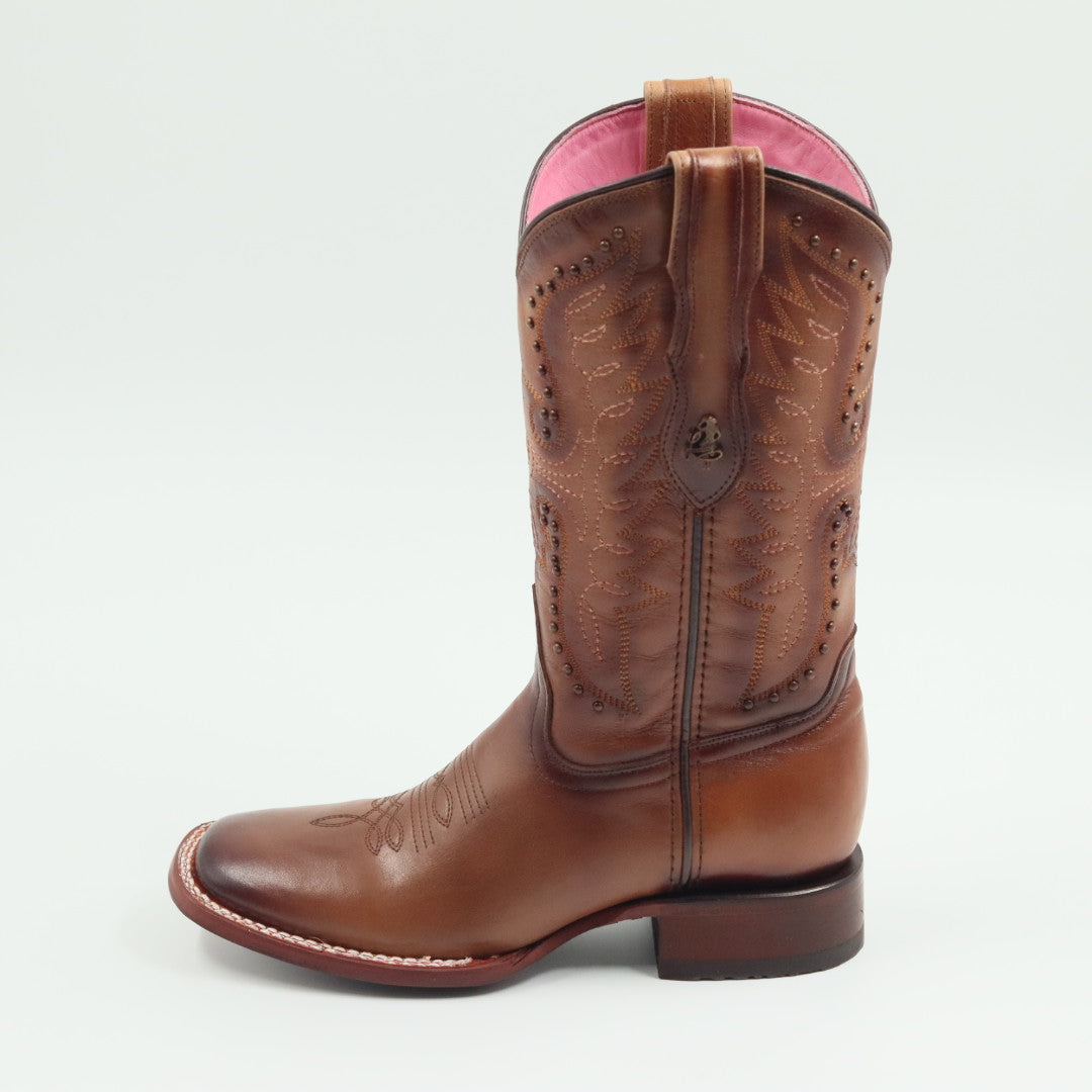 BOTA VAQUERA PARA DAMA DE PIEL MODELO LIBERTY VAQUERA TABACO