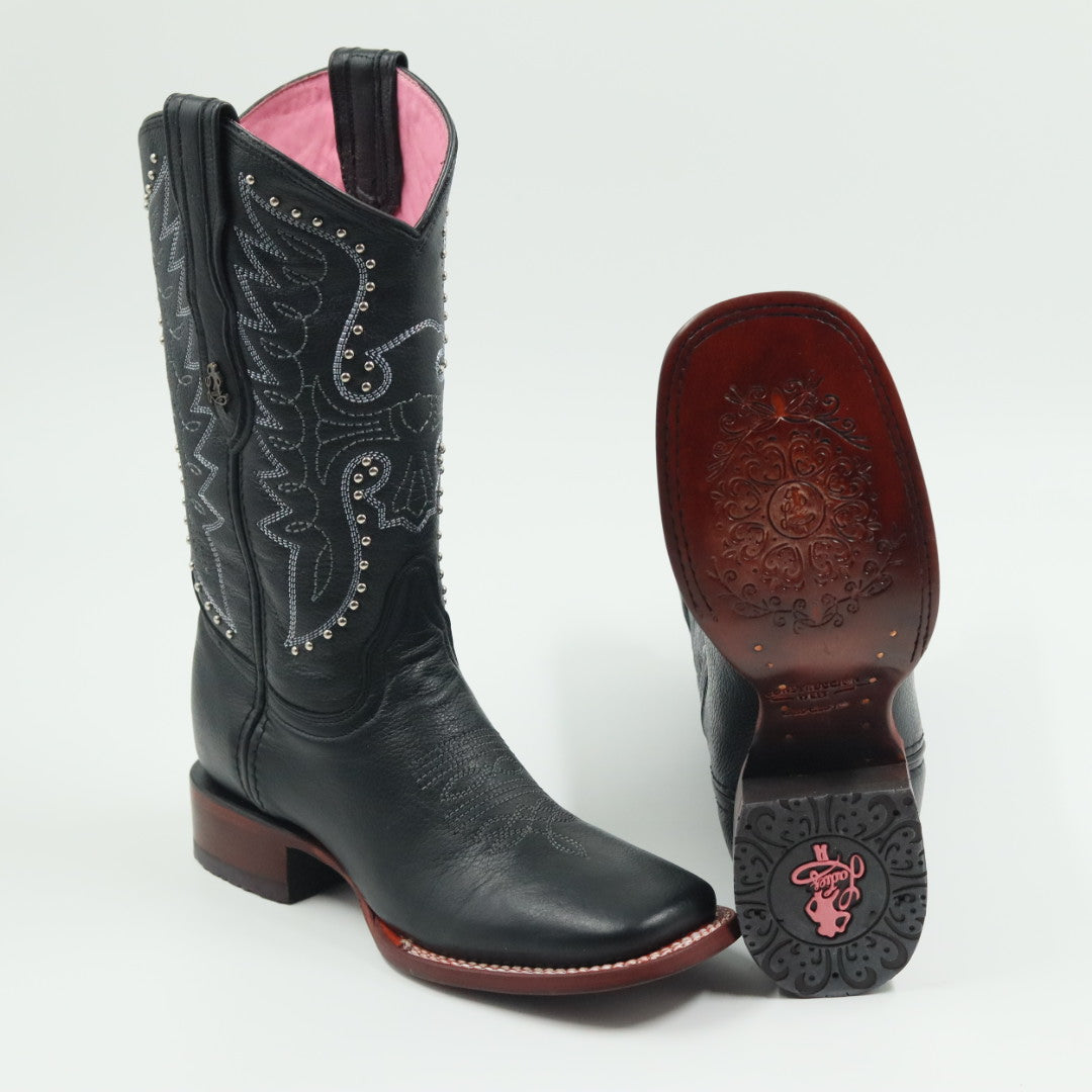 BOTA VAQUERA PARA DAMA DE PIEL MODELO LIBERTY VAQUERA NEGRO