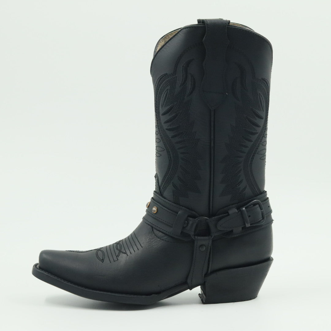 BOTA VAQUERA PARA DAMA DE PIEL MODELO 045 NEGRO