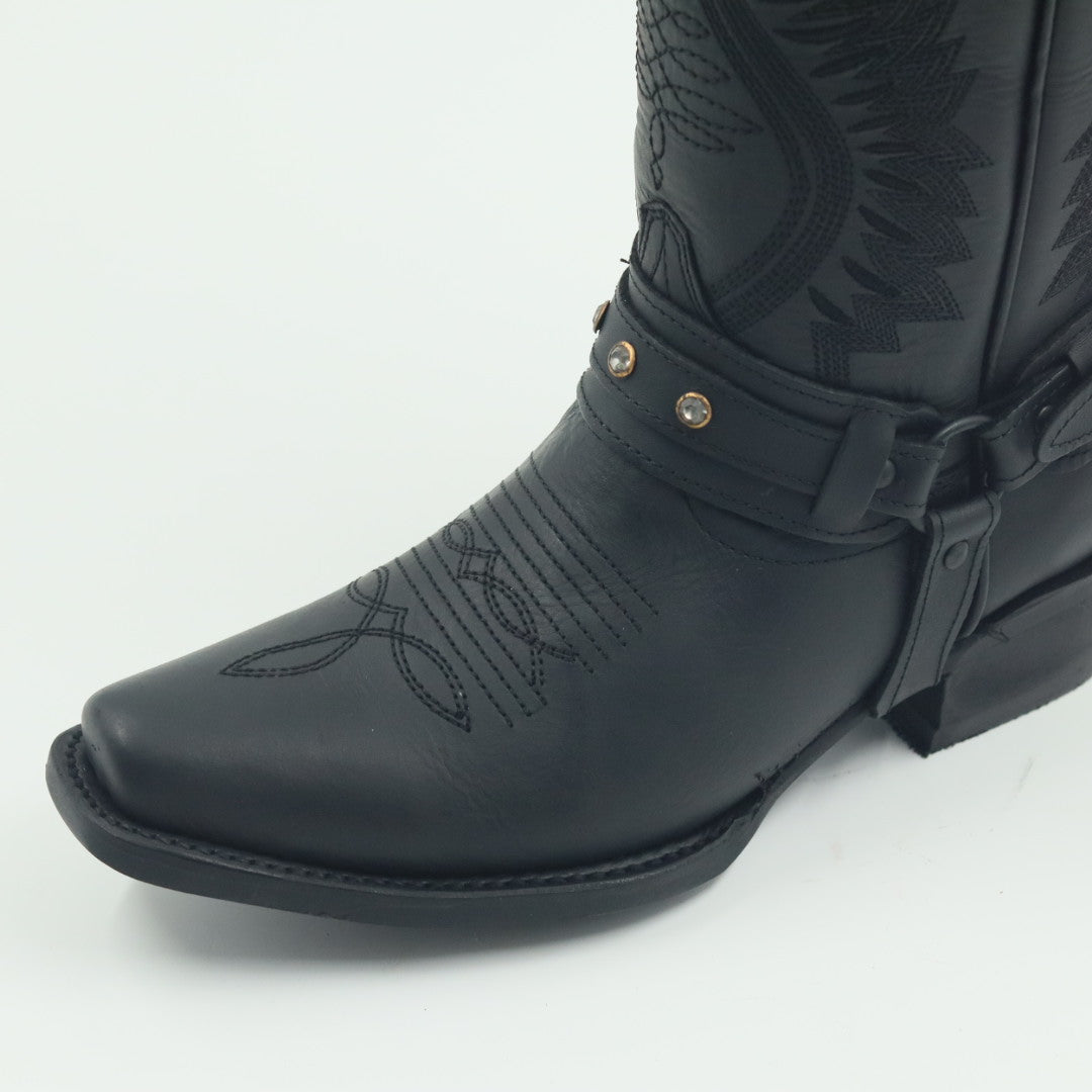 BOTA VAQUERA PARA DAMA DE PIEL MODELO 045 NEGRO