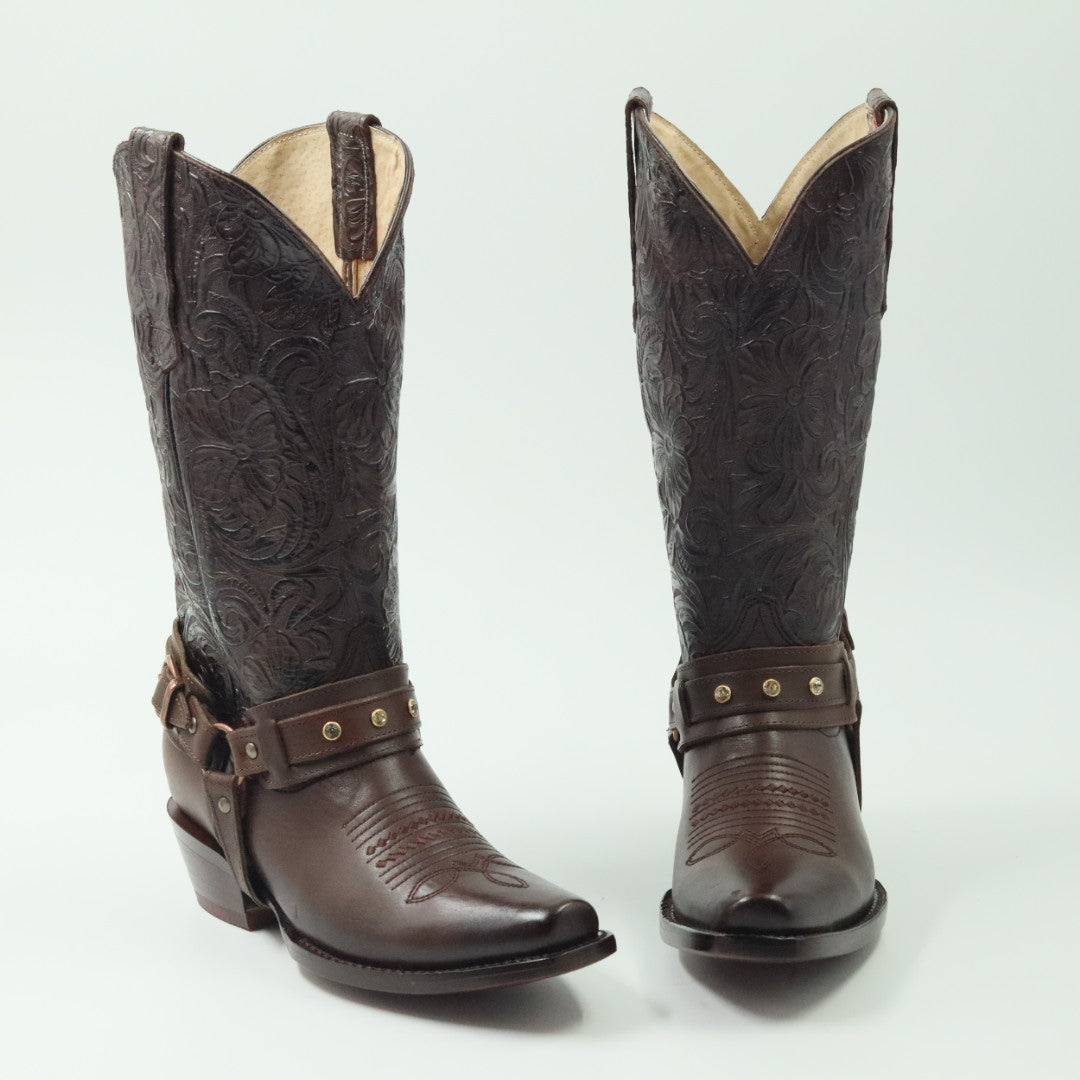 BOTA VAQUERA PARA DAMA DE PIEL MODELO PERA CINCELADA